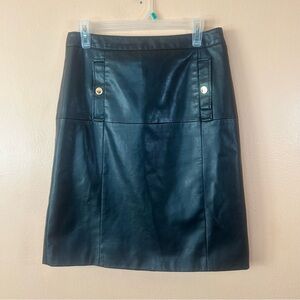 Liz Claiborne Career Black Faux Vegan Leather Pencil Skirt Women 8 Petite